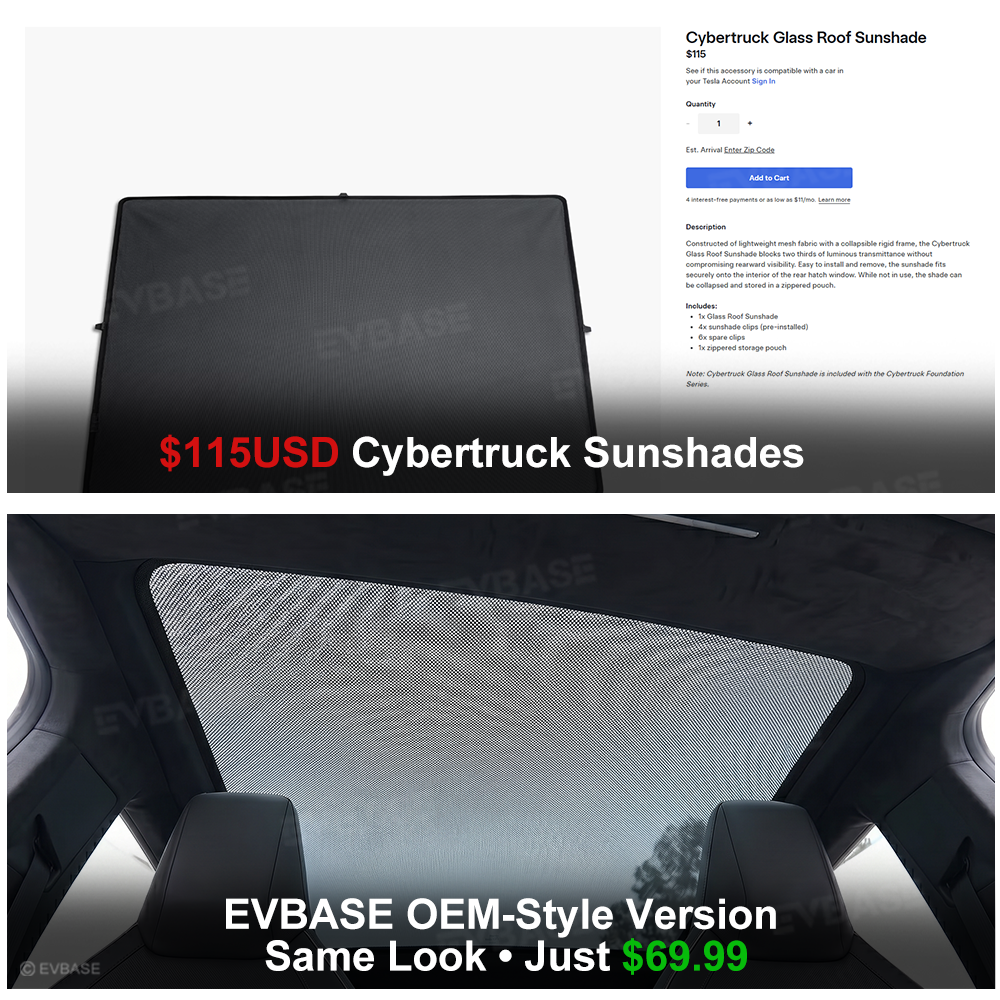 Cybertruck Glass Roof Sunshade OEM-Style Roof Shade Heat Insulation UV Protection Skylight Shade