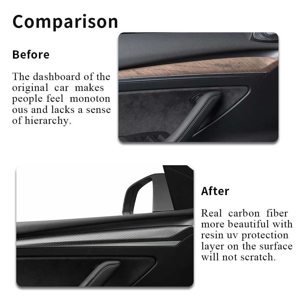 Model Y 3 Carbon Fiber Front Door Trim Cover Interior Accessories