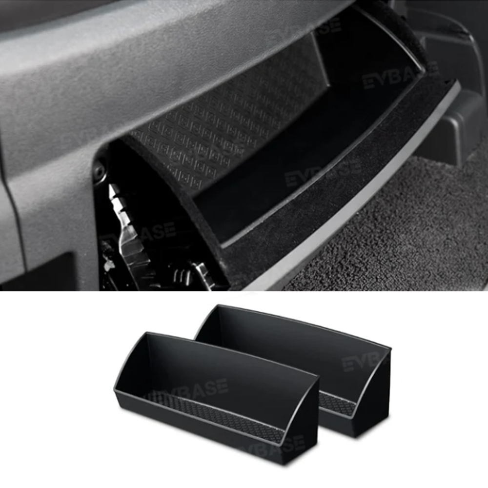 EVBASE Front Under Seat Storage Bin Black Under Seat Organizer Liner Fits Rivian R1T&R1S (2 Pieces)
