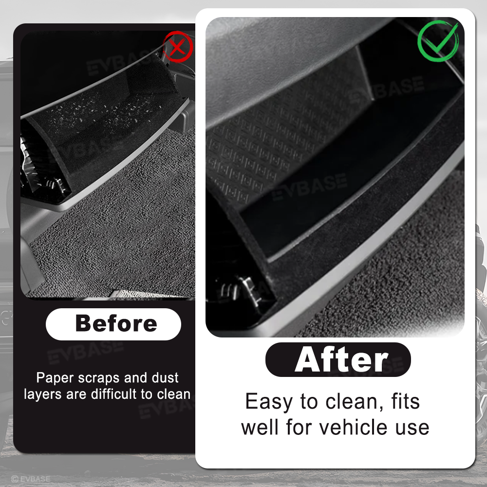 EVBASE Front Under Seat Storage Bin Black Under Seat Organizer Liner Fits Rivian R1T&R1S (2 Pieces)