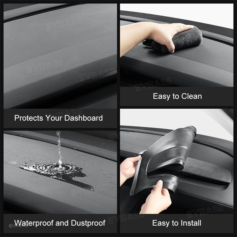 EVBASE Full-Cover Silicone Dashboard Protector Pad for Tesla Model Y Juniper