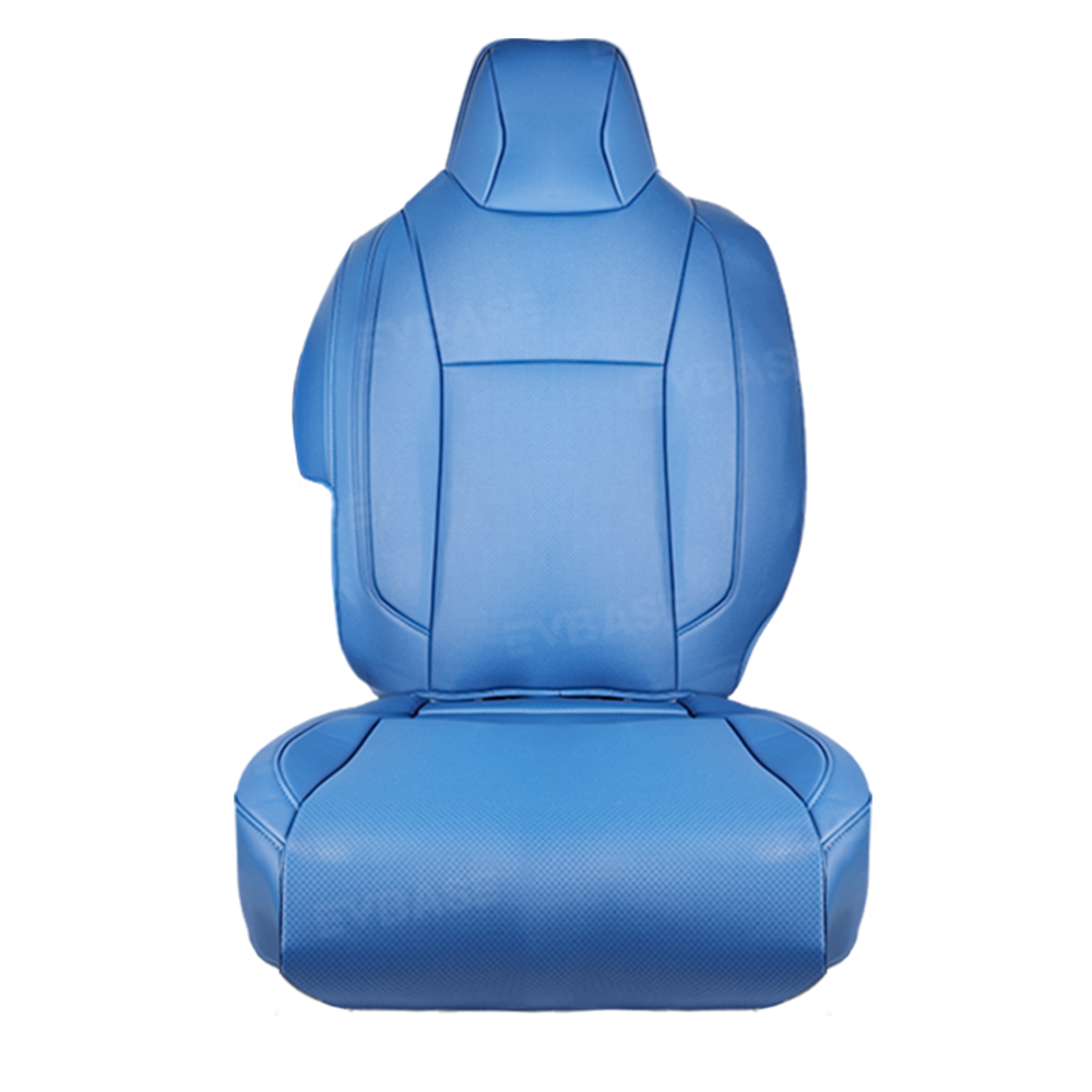 EVBASE Leather Seat Cover For Tesla Cybertruck Blue Bamboo Charcoal Leather Full Coverage Seat Protector
