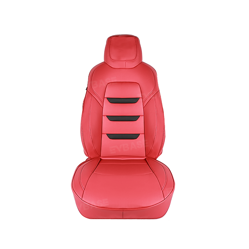 EVBASE Leather Seat Cover For Tesla Model Y Juniper Red Leather & Black Suede Full Coverage Seat Protector