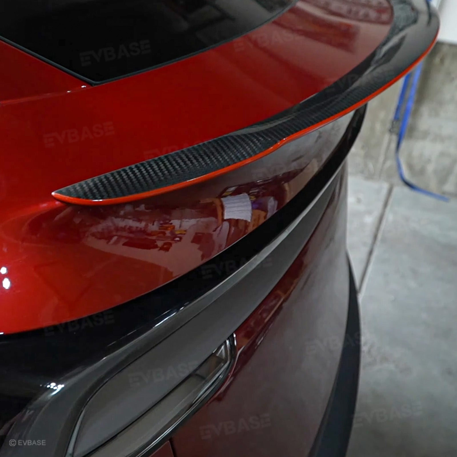 Model Y Juniper Real Carbon Fiber Rear Spoiler Wing & Side Mirror Covers & T-E-S-L-A Lettering Tailgate Emblem Decal