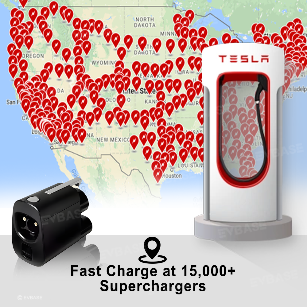 EVBASE NACS To CCS1 Charger Adapter Compatible With Tesla Superchargers
