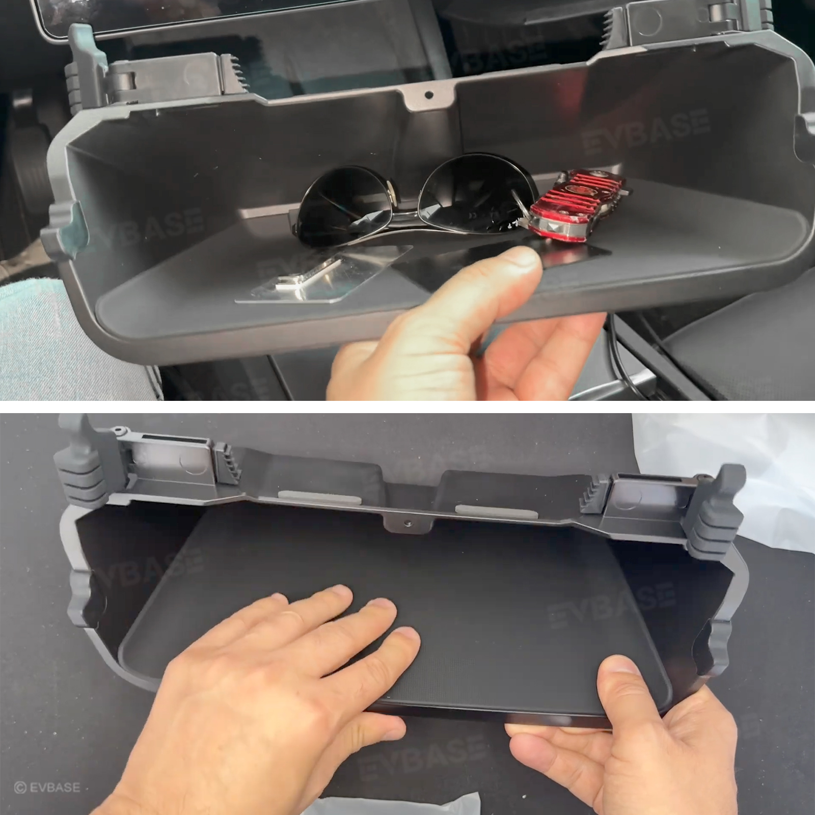 EVBASE Tesla Model 3 Y Center Console Organizzatore Vassoio Magnetico Sotto lo Schermo Scatola