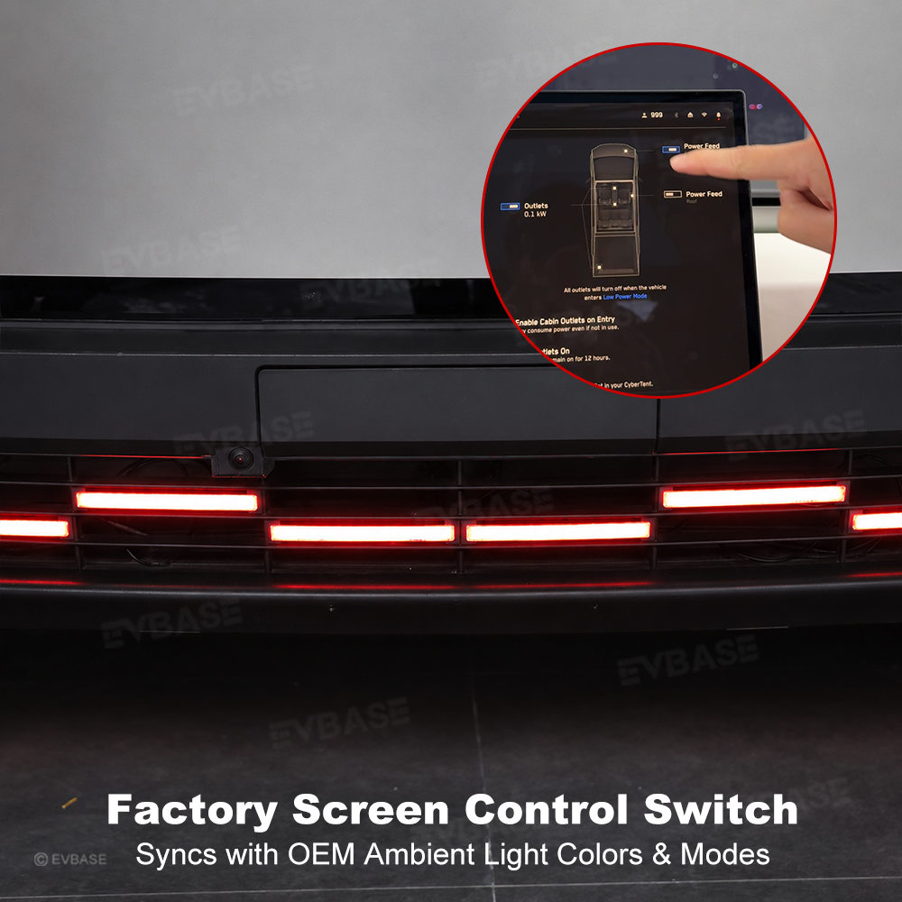 Cybertruck Front Bumper Insert RGB LED Off-Road Light Bar Auxiliary Lighting Upgrade 2.0 with Factory Screen Control