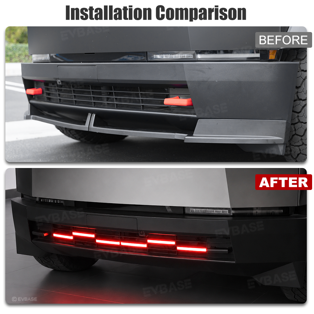 Cybertruck Front Bumper Insert RGB LED Off-Road Light Bar Auxiliary Lighting Upgrade 2.0 with Factory Screen Control