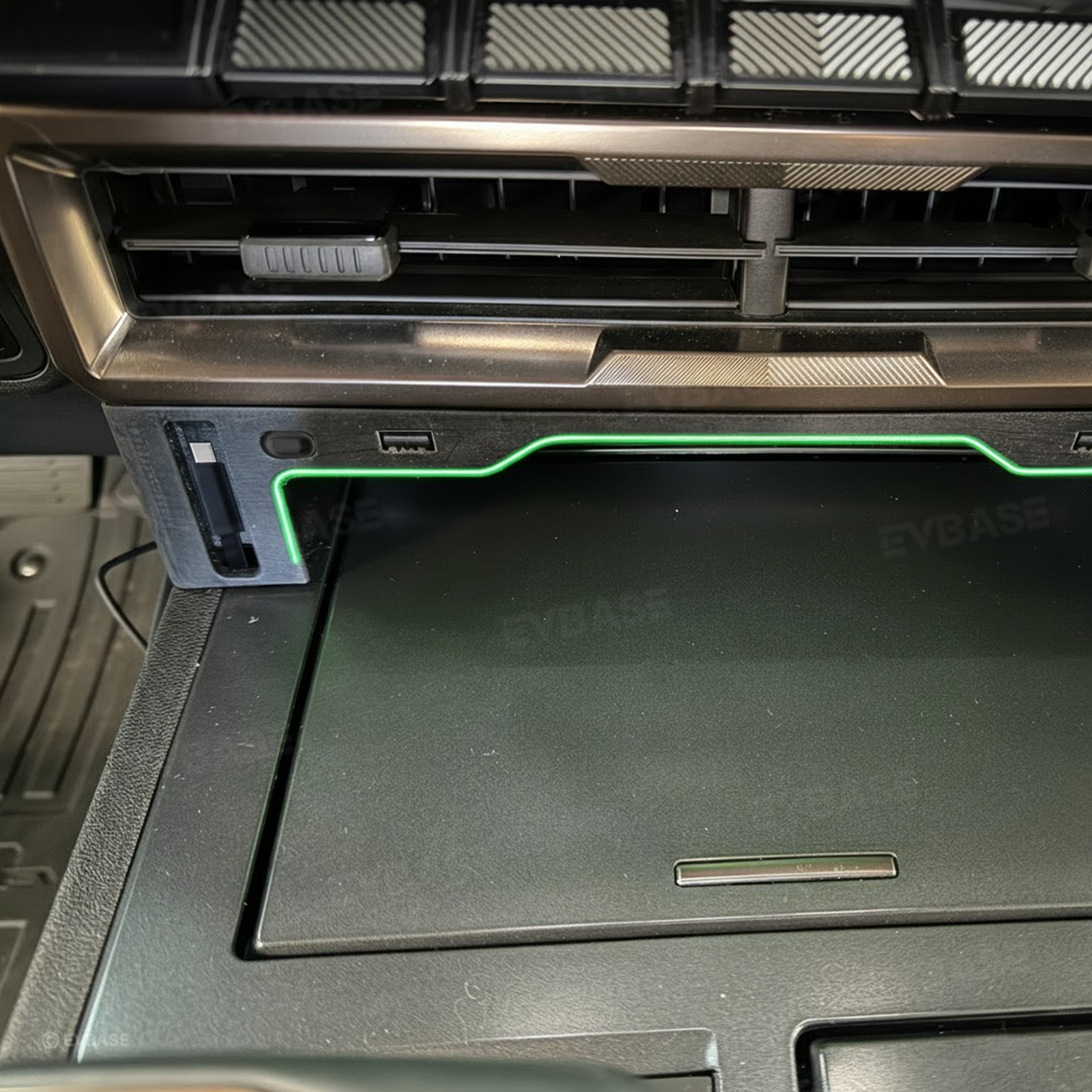 Hummer EV USB Hub Center Console Adapter Docking Station with Retractable Charging Cables RGB LED Ambient Lighting