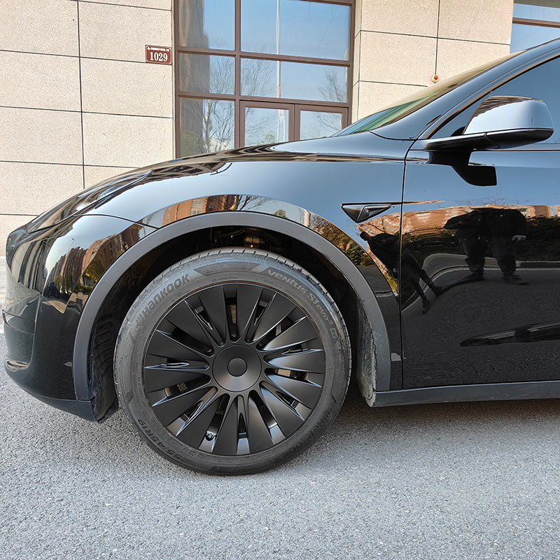 4 Copricerchi Per Tesla Model Y 2020-2023, 19 Pollici, Coprimozzo Ruota Gemini, Colore Nero Opaco, Design Avvolgente