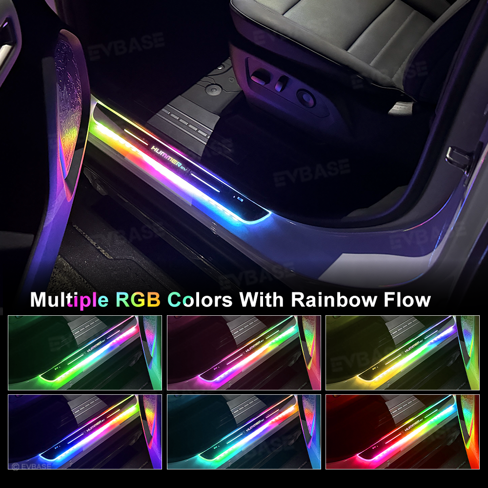 Illuminated Door Sill Plates RGB LED Door Sill Protectors Trim Covers for Hummer EV