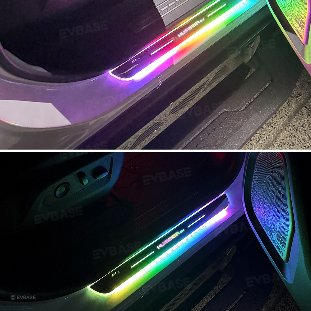Illuminated Door Sill Plates RGB LED Door Sill Protectors Trim Covers for Hummer EV