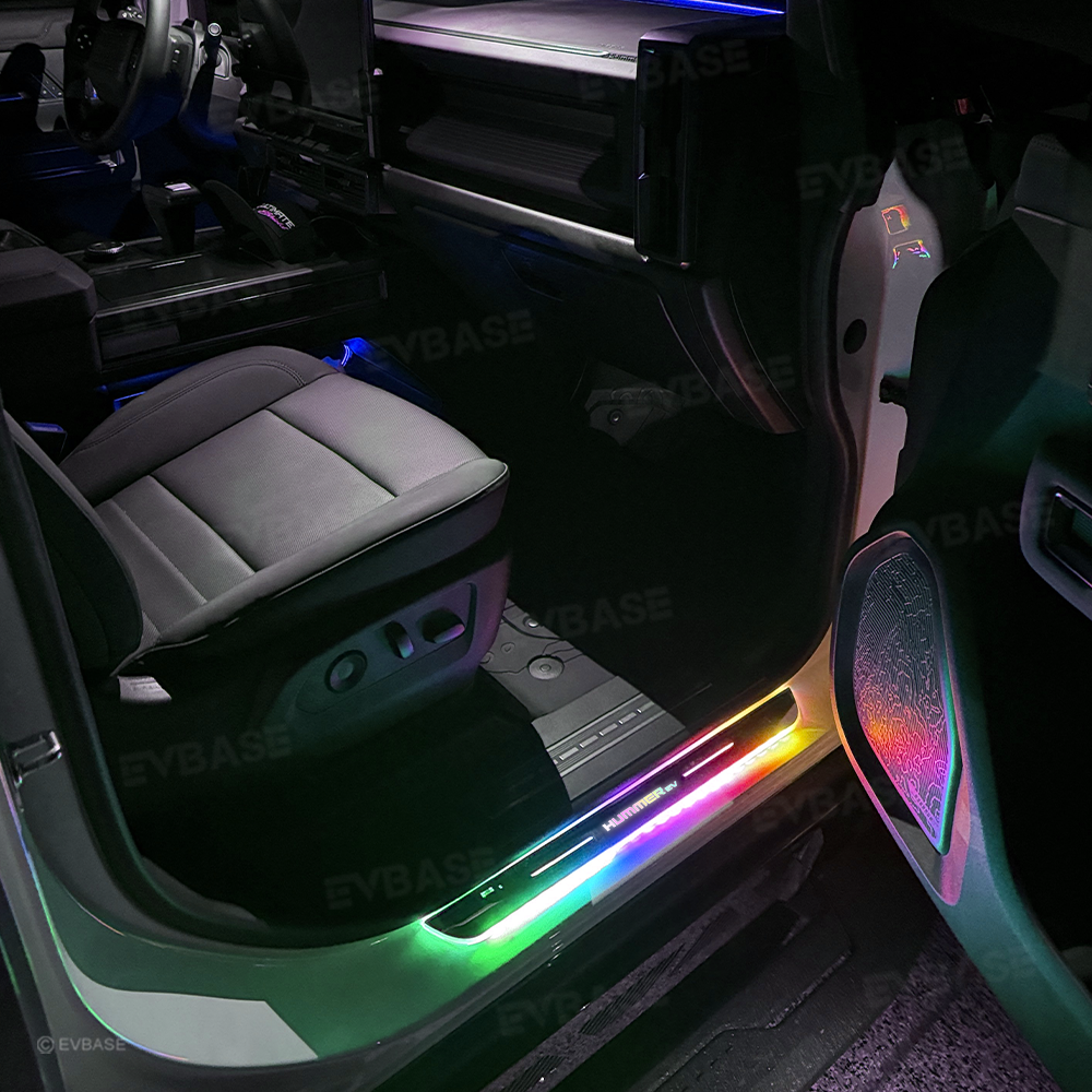 Illuminated Door Sill Plates RGB LED Door Sill Protectors Trim Covers for Hummer EV