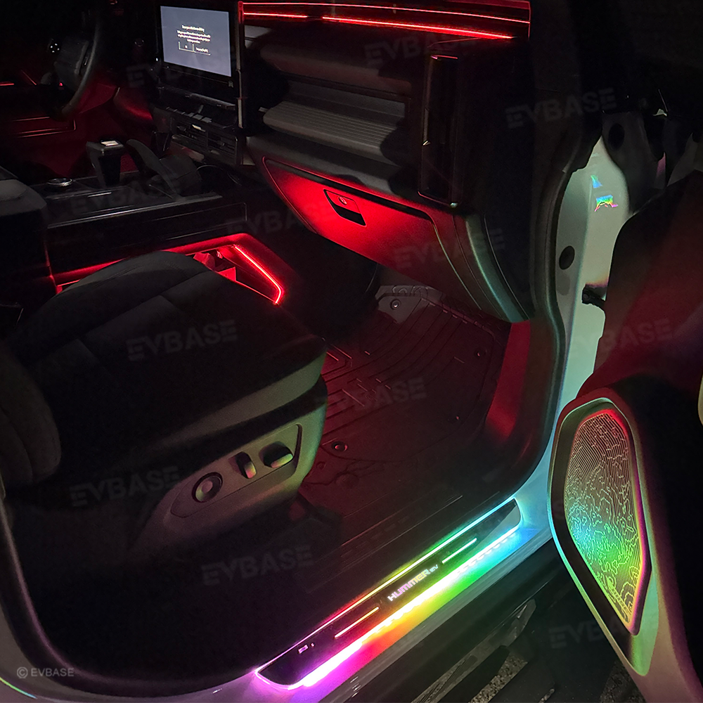 Illuminated Door Sill Plates RGB LED Door Sill Protectors Trim Covers for Hummer EV