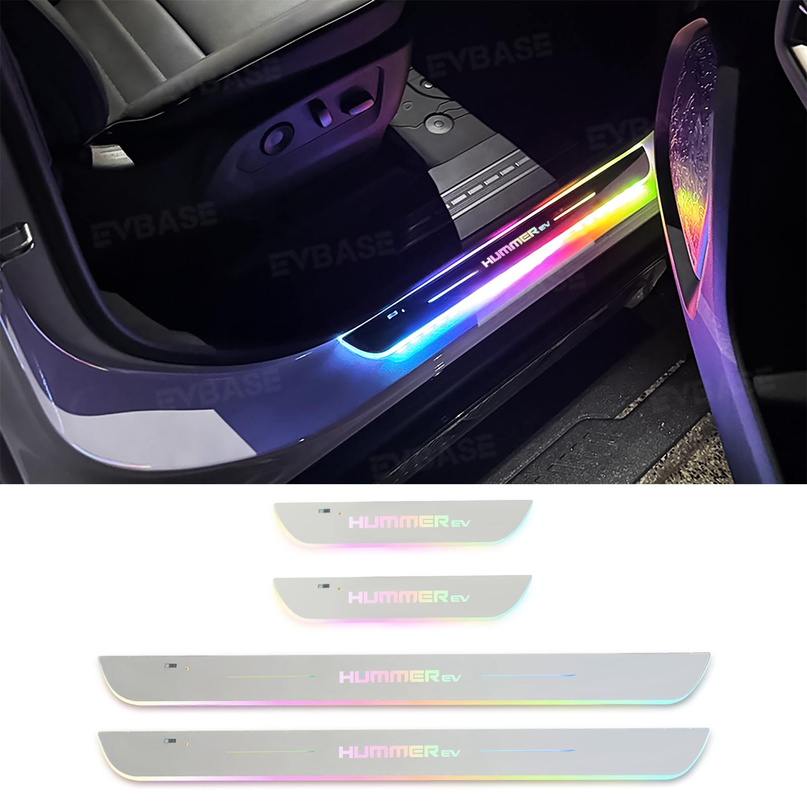 Illuminated Door Sill Plates RGB LED Door Sill Protectors Trim Covers for Hummer EV