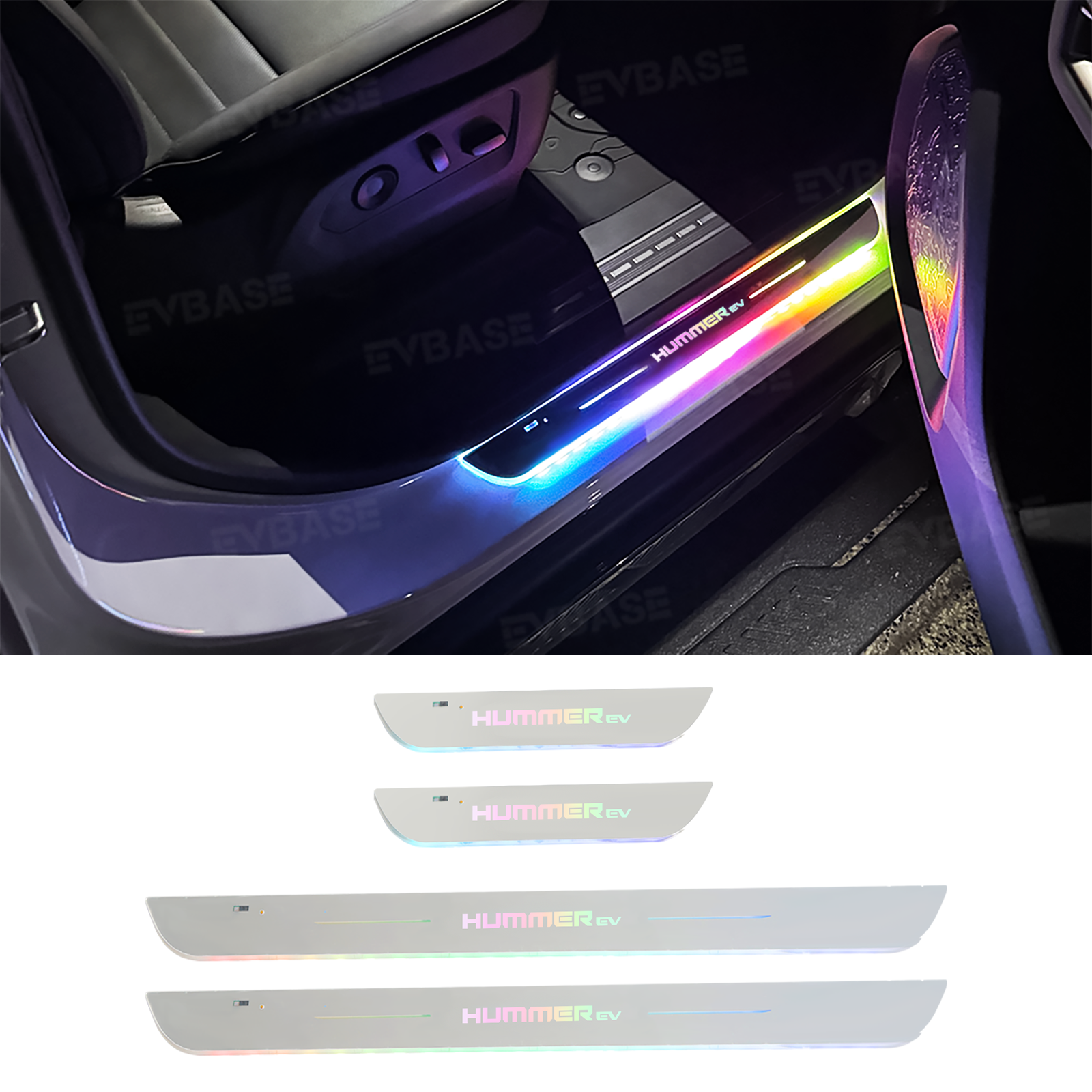 Illuminated Door Sill Plates RGB LED Door Sill Protectors Trim Covers for Hummer EV