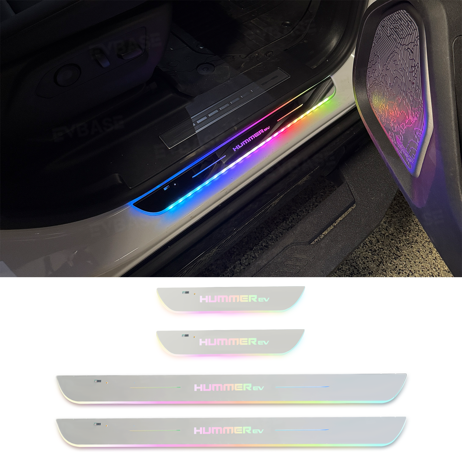 Illuminated Door Sill Plates RGB LED Door Sill Protectors Trim Covers for Hummer EV