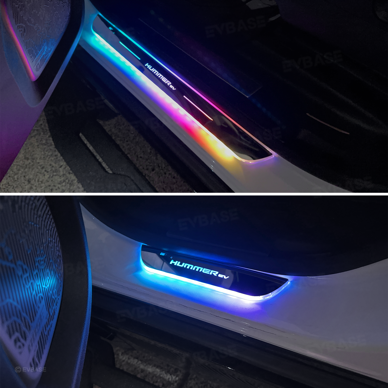 Illuminated Door Sill Plates RGB LED Door Sill Protectors Trim Covers for Hummer EV