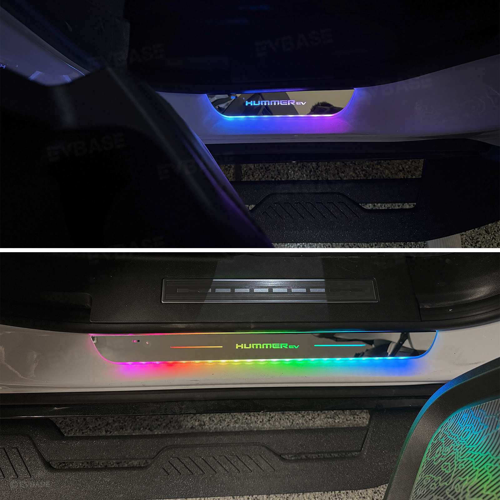 Illuminated Door Sill Plates RGB LED Door Sill Protectors Trim Covers for Hummer EV