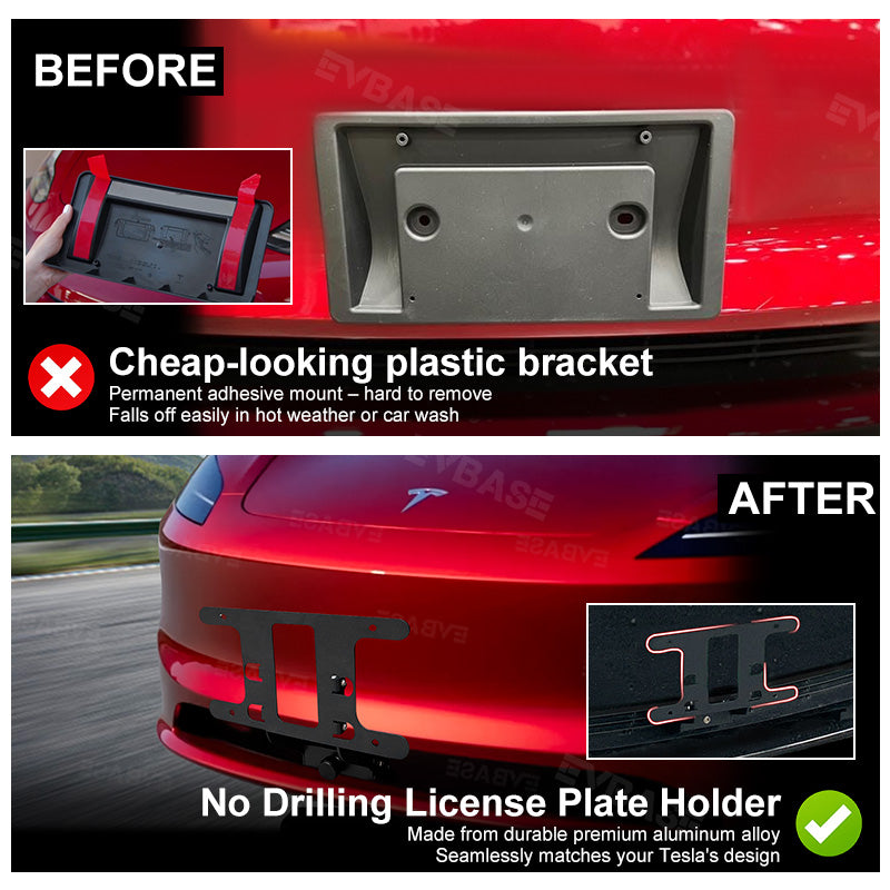 Model 3 Highland Front License Plate Holder for Tesla No Drilling Aluminum Alloy License Plate Frame