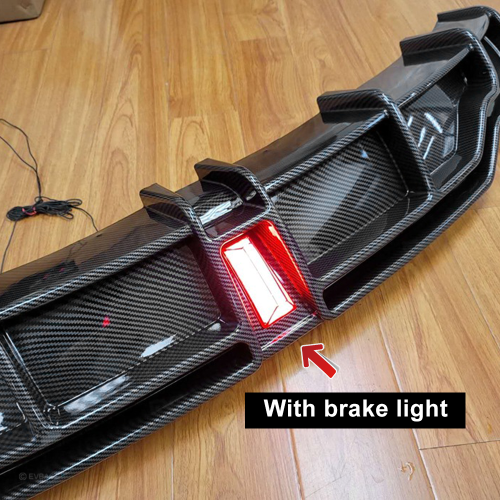 Model 3 Rear Diffuser Performance Bumper Lip ABS Splitter Body Kit with LED Brake Light