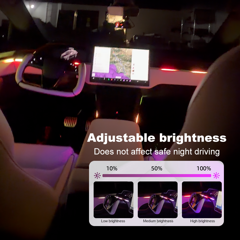 Model X RGB Ambient Lighting Interior Streamer Light Kit LED Neon Light Strip