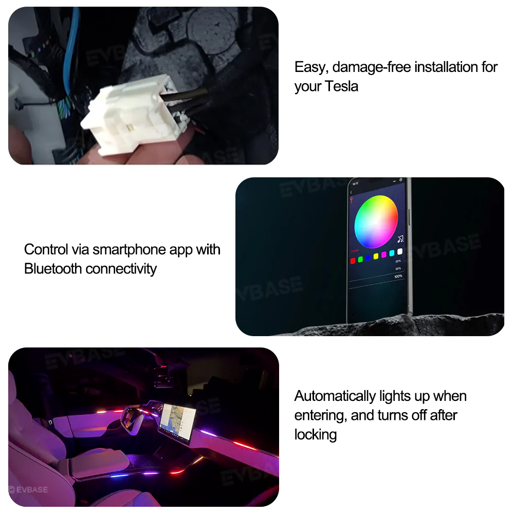Model X RGB Ambient Lighting Interior Streamer Light Kit LED Neon Light Strip