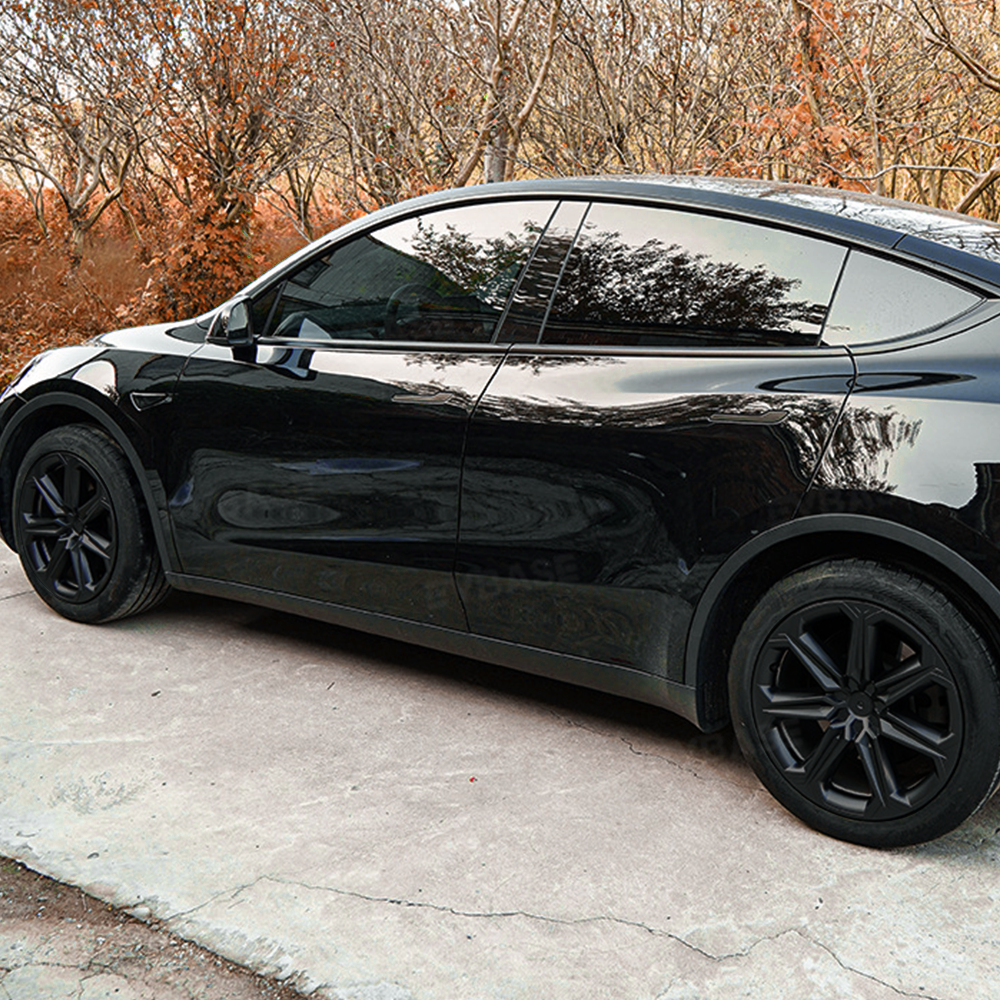 Model Y 19 Inch Wheel Covers Full Wrapped ABS Tesla Hub Caps Matte Black 4PCS