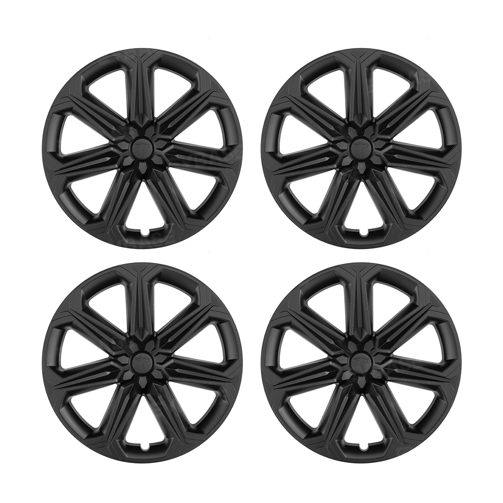 Model Y 19 Inch Wheel Covers Full Wrapped ABS Tesla Hub Caps Matte Black 4PCS