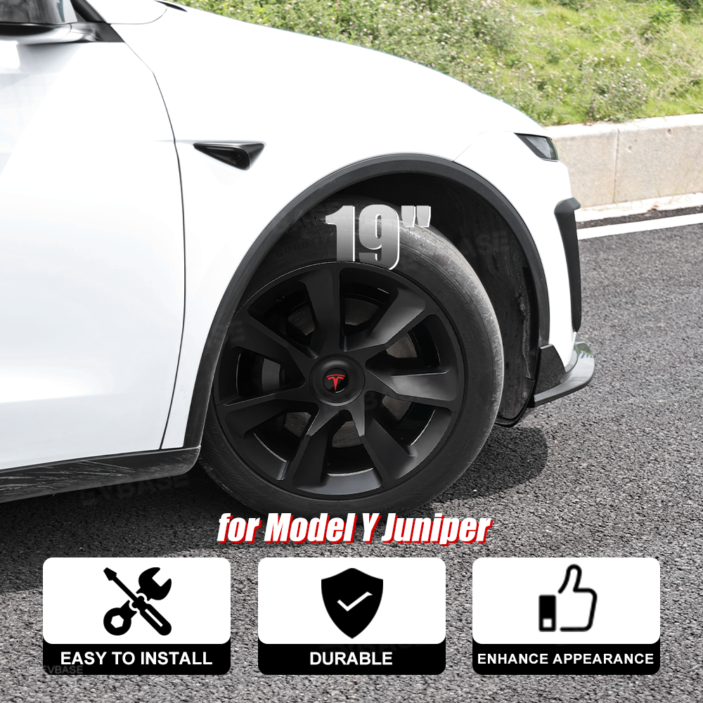 Model Y Juniper 19" Wheel Covers Crossflow Wheels Matte Black Hubcaps for Tesla
