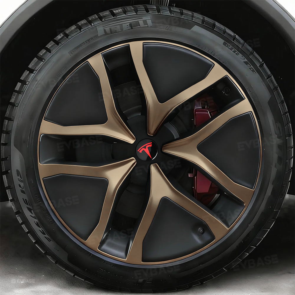 Model Y Juniper 19" Wheel Covers Satin Bronze Hubcaps Inspired By Model Y Performance