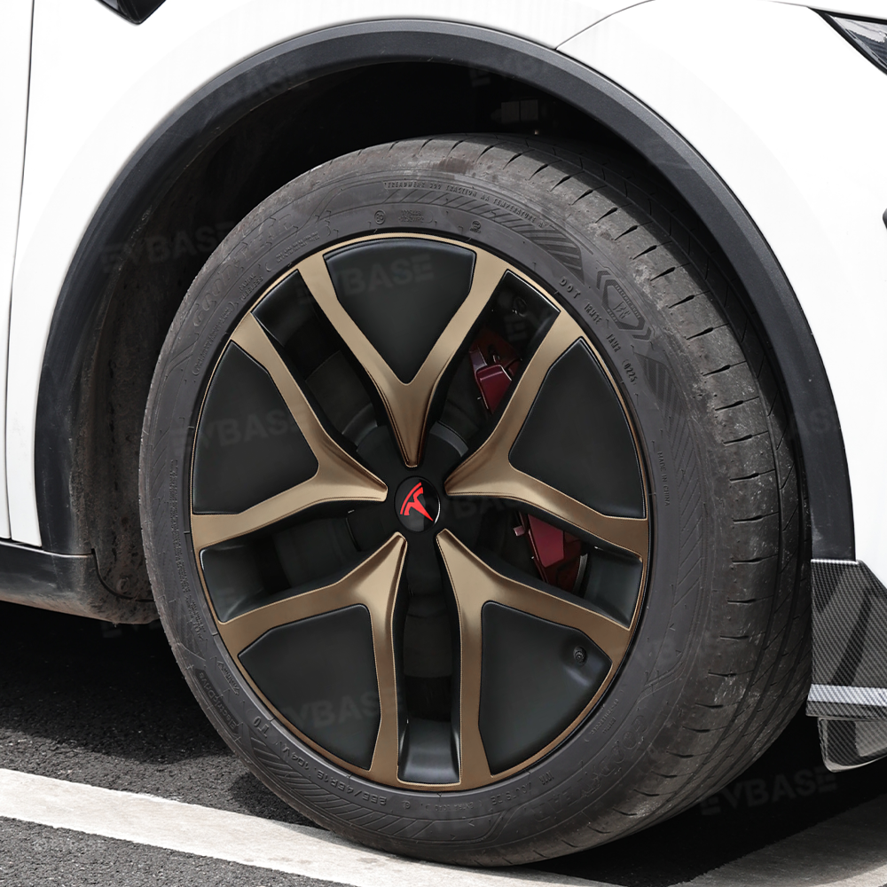 Model Y Juniper 19" Wheel Covers Satin Bronze Hubcaps Inspired By Model Y Performance