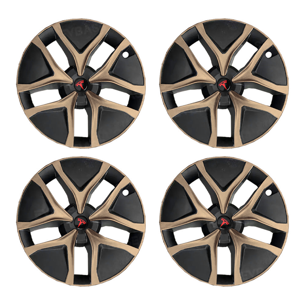 Model Y Juniper 19" Wheel Covers Satin Bronze Hubcaps Inspired By Model Y Performance