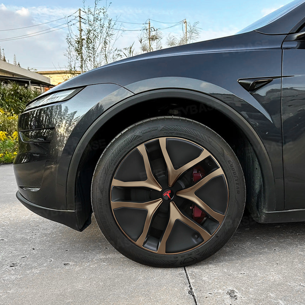 Model Y Juniper 19" Wheel Covers Satin Bronze Hubcaps Inspired By Model Y Performance