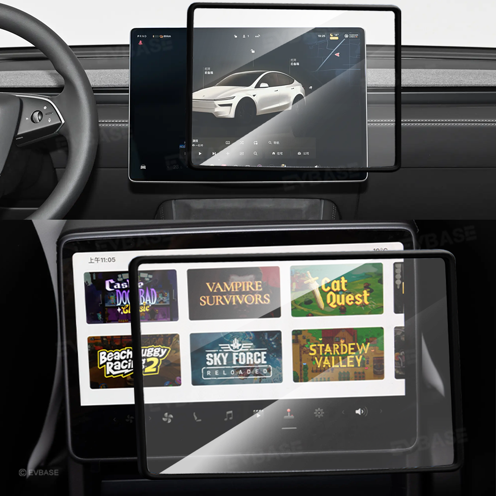 Model Y Juniper/ 3 Highland All-in-One Tempered Glass Screen Protector & Frame Cover for Front and Rear Displays