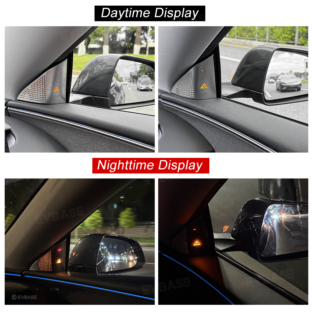 Model Y Juniper/ 3 Highland Blind Spot Monitor A-Pillar BSD Warning Light Cover-Stainless Steel
