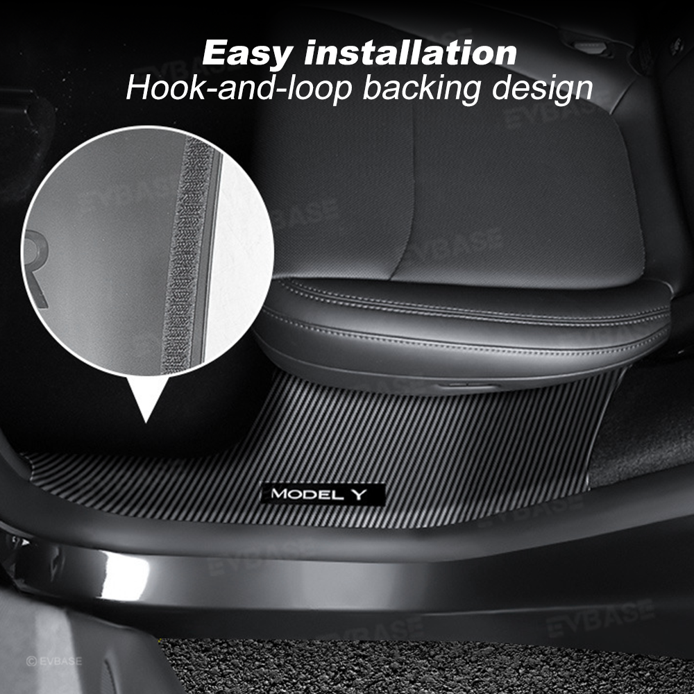 Model Y Juniper/ 3 Highland Door Sill Protector ABS Full Coverage Kick Panel Carpet Protection Cover-Hydro Carbon Fiber Coated