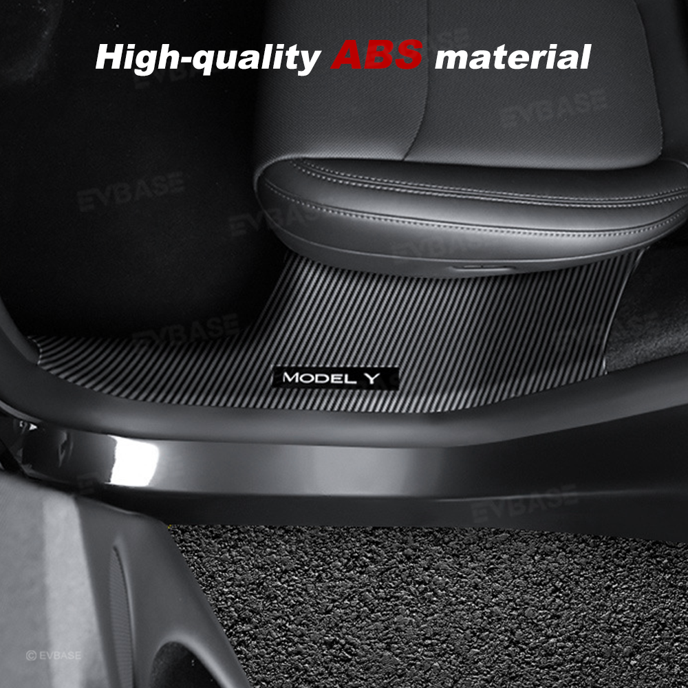 Model Y Juniper/ 3 Highland Door Sill Protector ABS Full Coverage Kick Panel Carpet Protection Cover-Hydro Carbon Fiber Coated