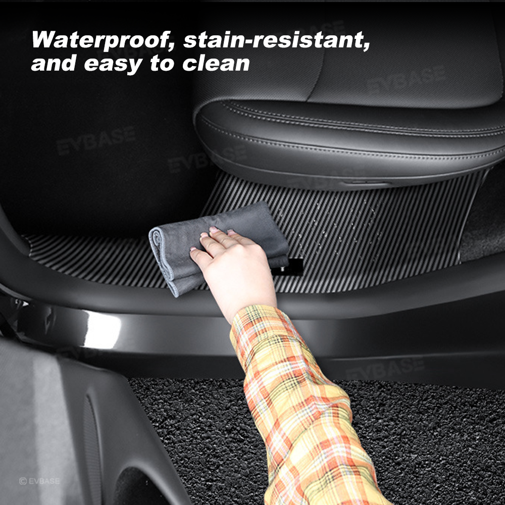 Model Y Juniper/ 3 Highland Door Sill Protector ABS Full Coverage Kick Panel Carpet Protection Cover-Hydro Carbon Fiber Coated