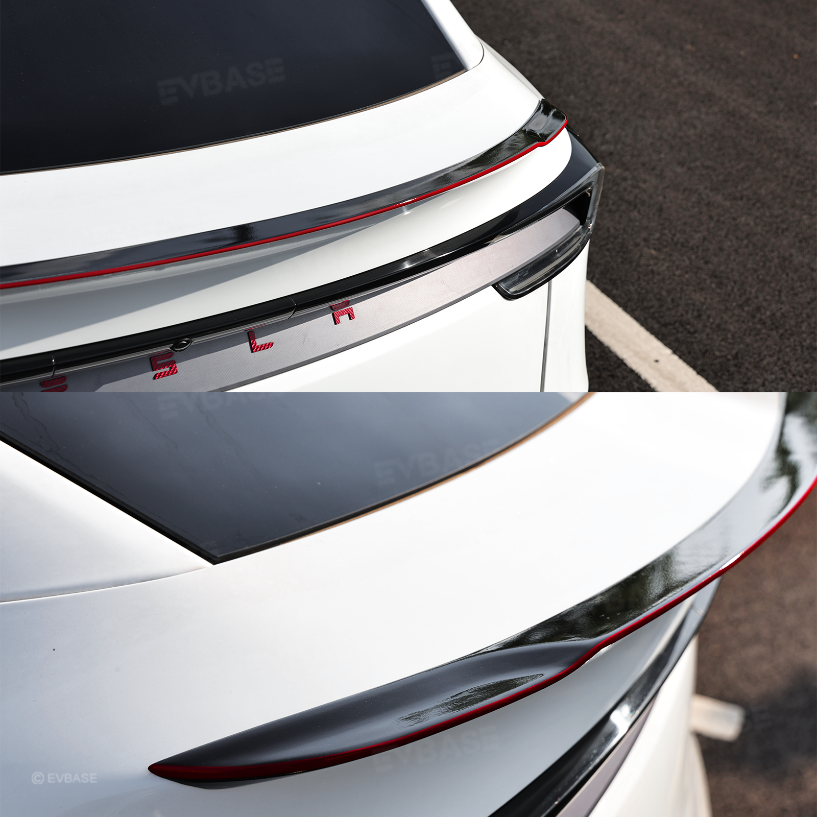 Model Y Juniper ABS Full Aero Body Kit with Red Trim Design |Rear Diffuser& Rear Spoiler& Front Lip& Side Skirts for Tesla