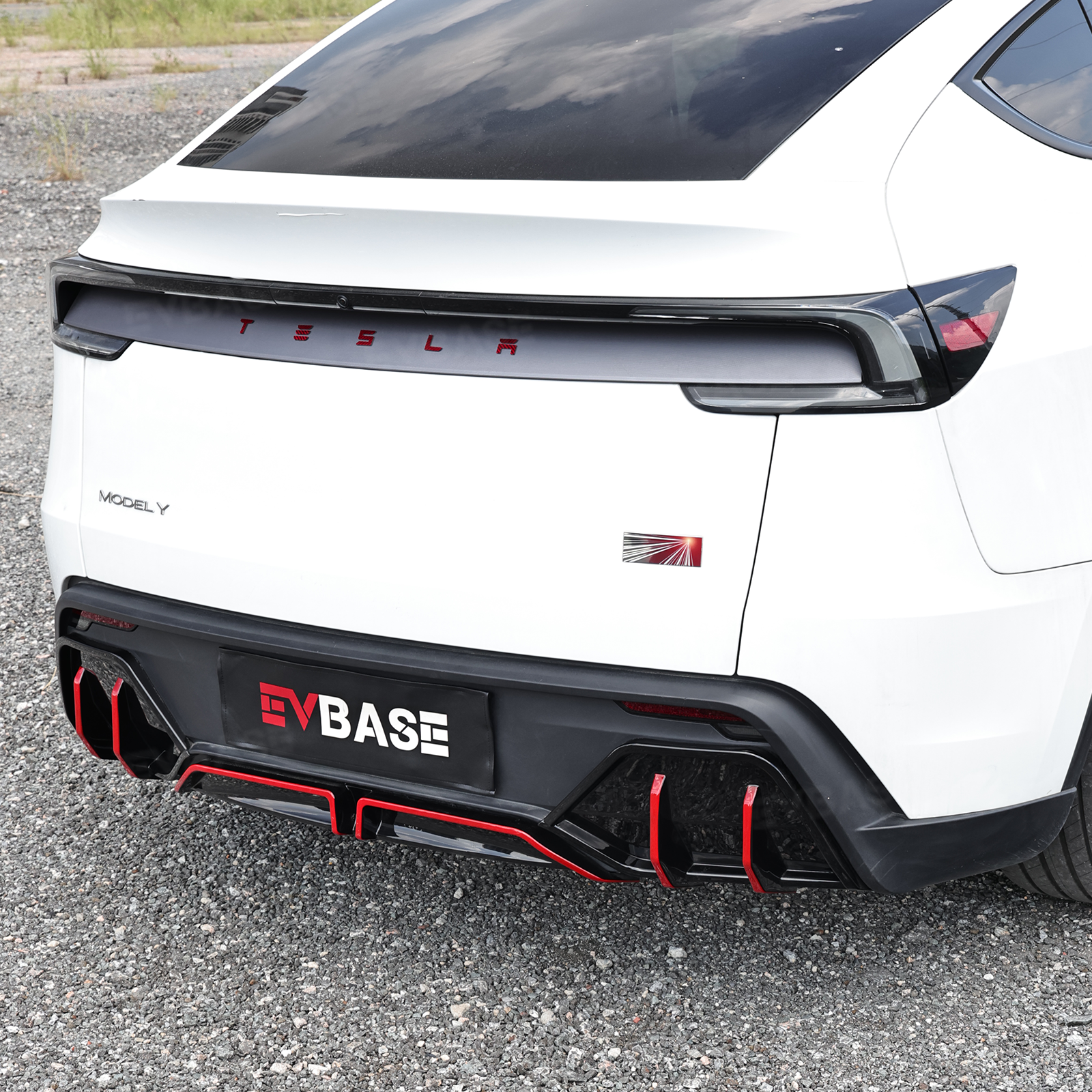 Model Y Juniper ABS Full Aero Body Kit with Red Trim Design |Rear Diffuser& Rear Spoiler& Front Lip& Side Skirts for Tesla