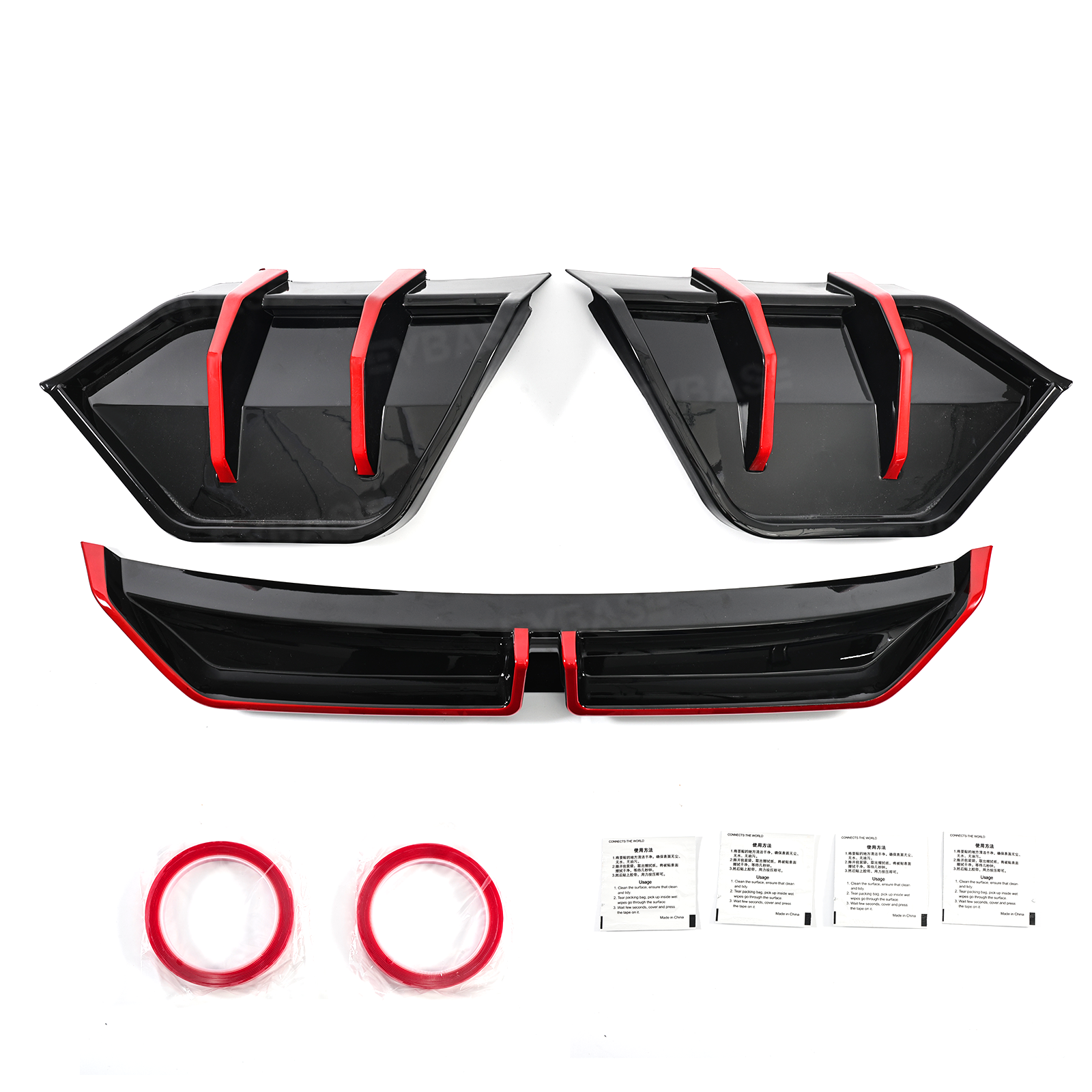 Model Y Juniper ABS Full Aero Body Kit with Red Trim Design |Rear Diffuser& Rear Spoiler& Front Lip& Side Skirts for Tesla