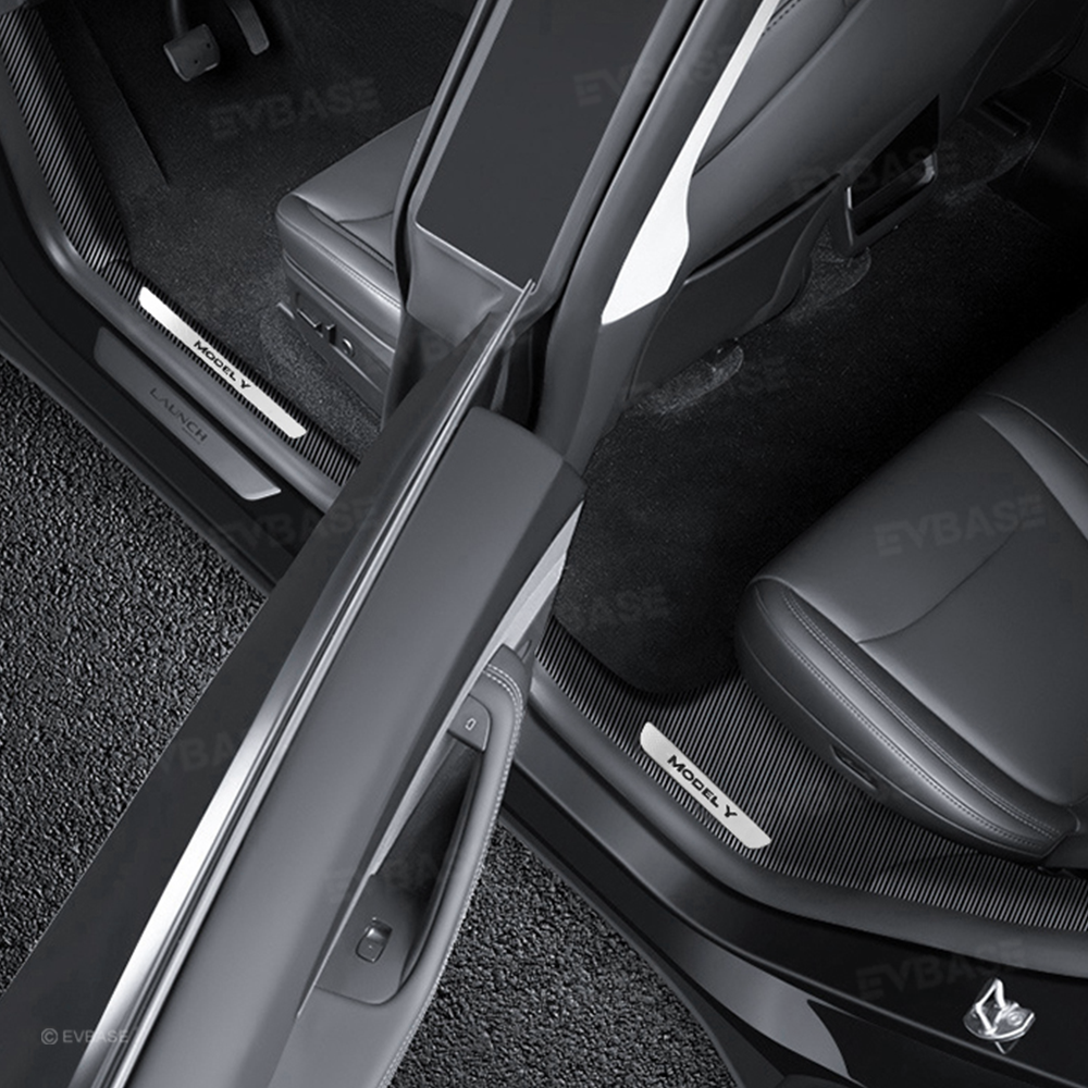 Model Y Juniper Door Sill Protector Pillar Cover ABS Anti-Kick Guard with Stainless Steel Logo
