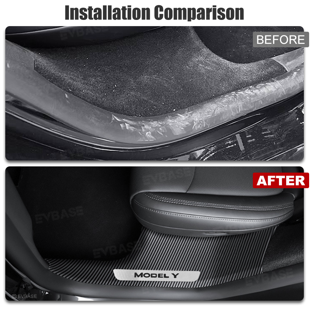 Model Y Juniper Door Sill Protector Pillar Cover ABS Anti-Kick Guard with Stainless Steel Logo