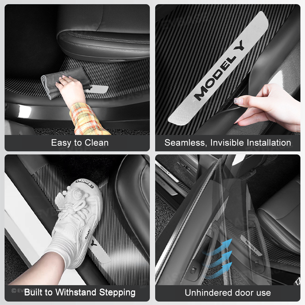 Model Y Juniper Door Sill Protector Pillar Cover ABS Anti-Kick Guard with Stainless Steel Logo