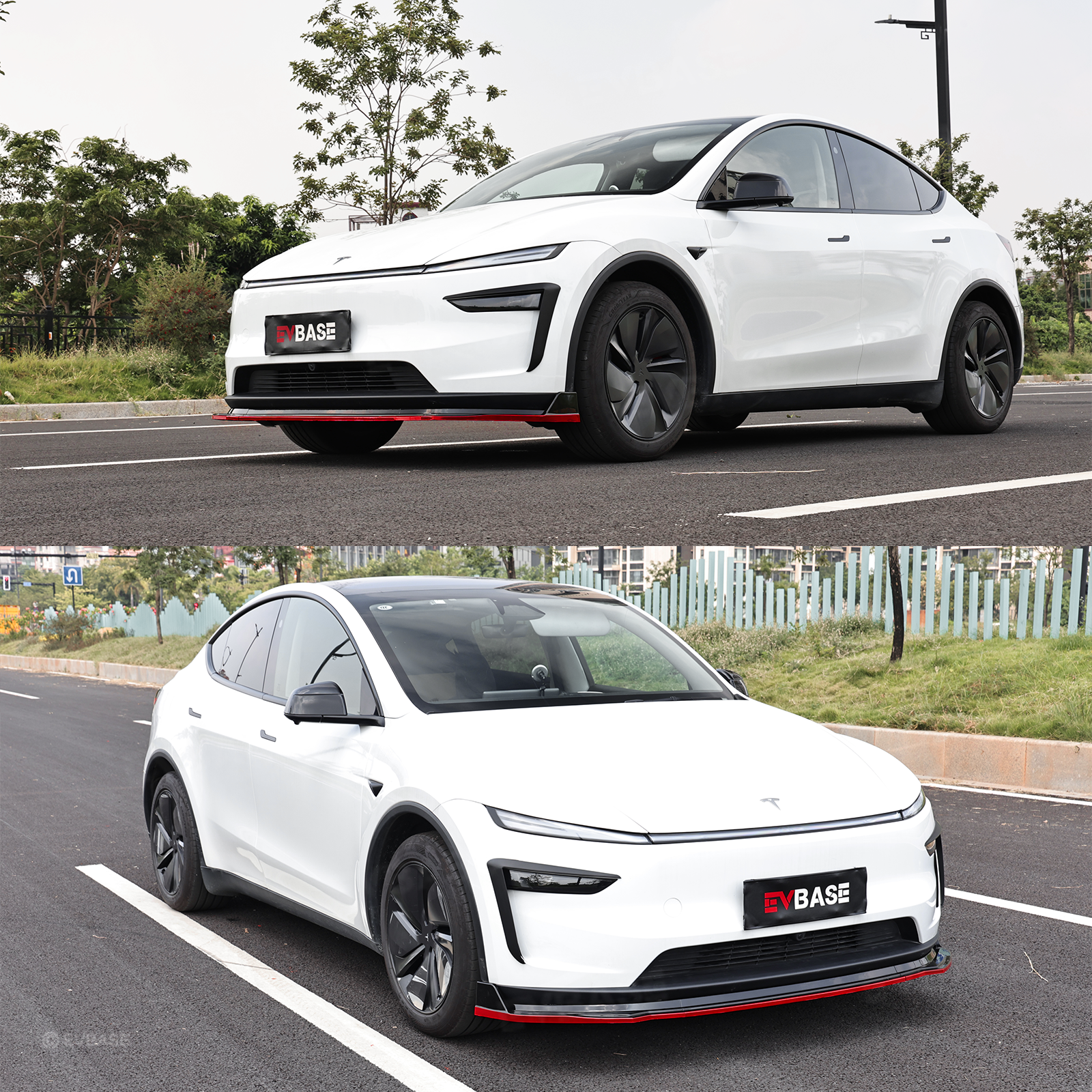 Model Y Juniper Front Bumper Lip Fascia Glossy Black Red Edge Front Lip Spoiler ABS Sport Body Kit