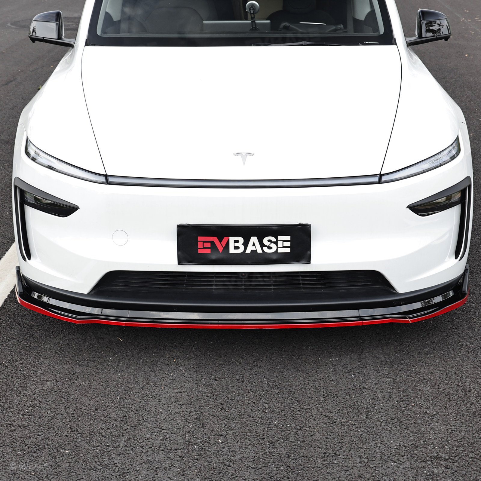 Model Y Juniper Front Bumper Lip Fascia Glossy Black Red Edge Front Lip Spoiler ABS Sport Body Kit