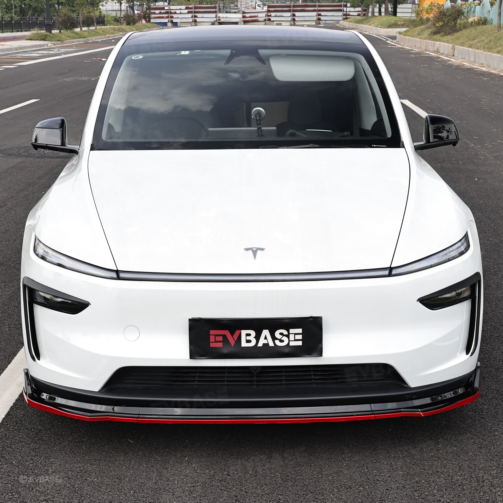 Model Y Juniper Front Bumper Lip Fascia Glossy Black Red Edge Front Lip Spoiler ABS Sport Body Kit