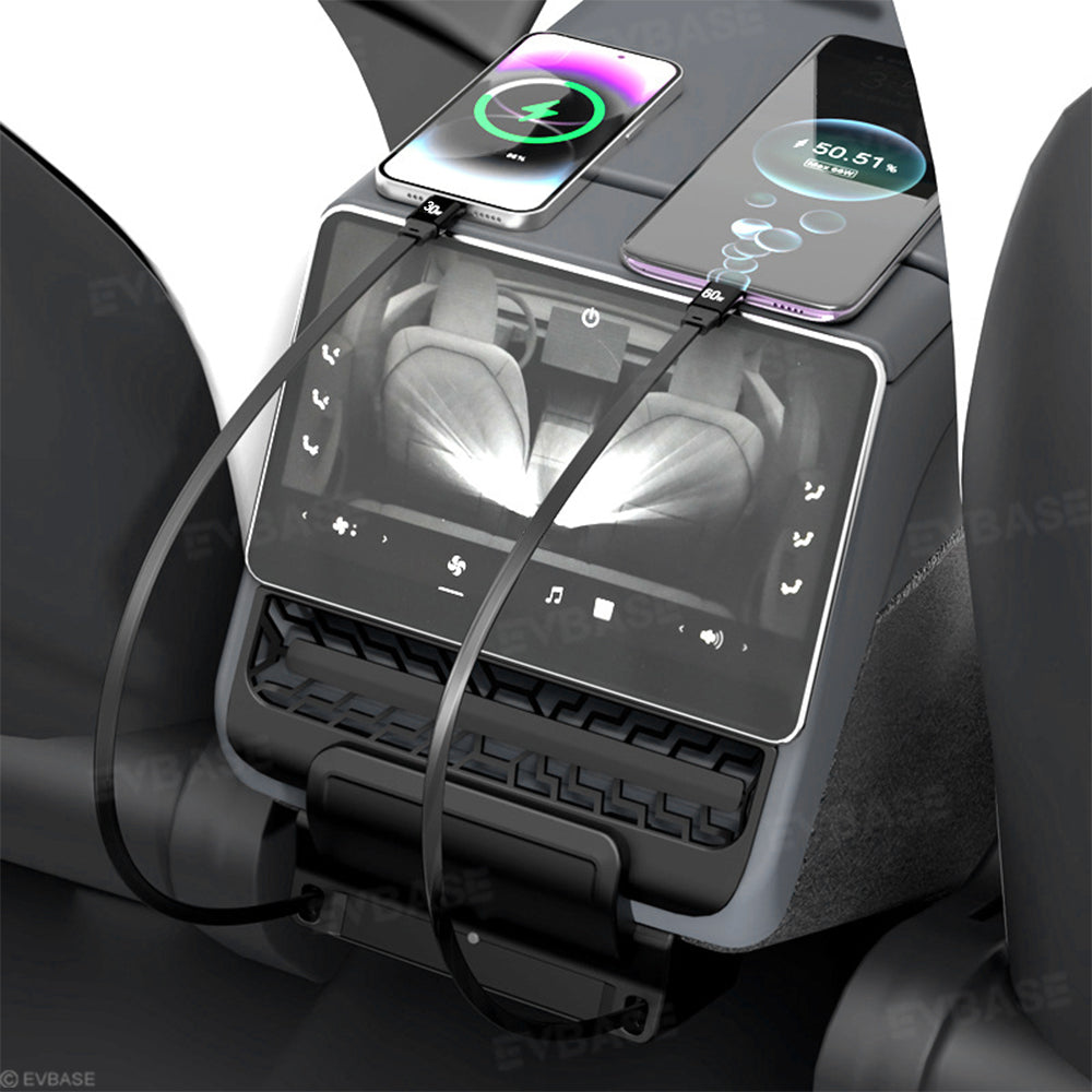 Model Y Juniper/ 3 Highland Rear Vent Expansion Dock with Retractable Fast Charging Cables Air Vent Cover for Tesla