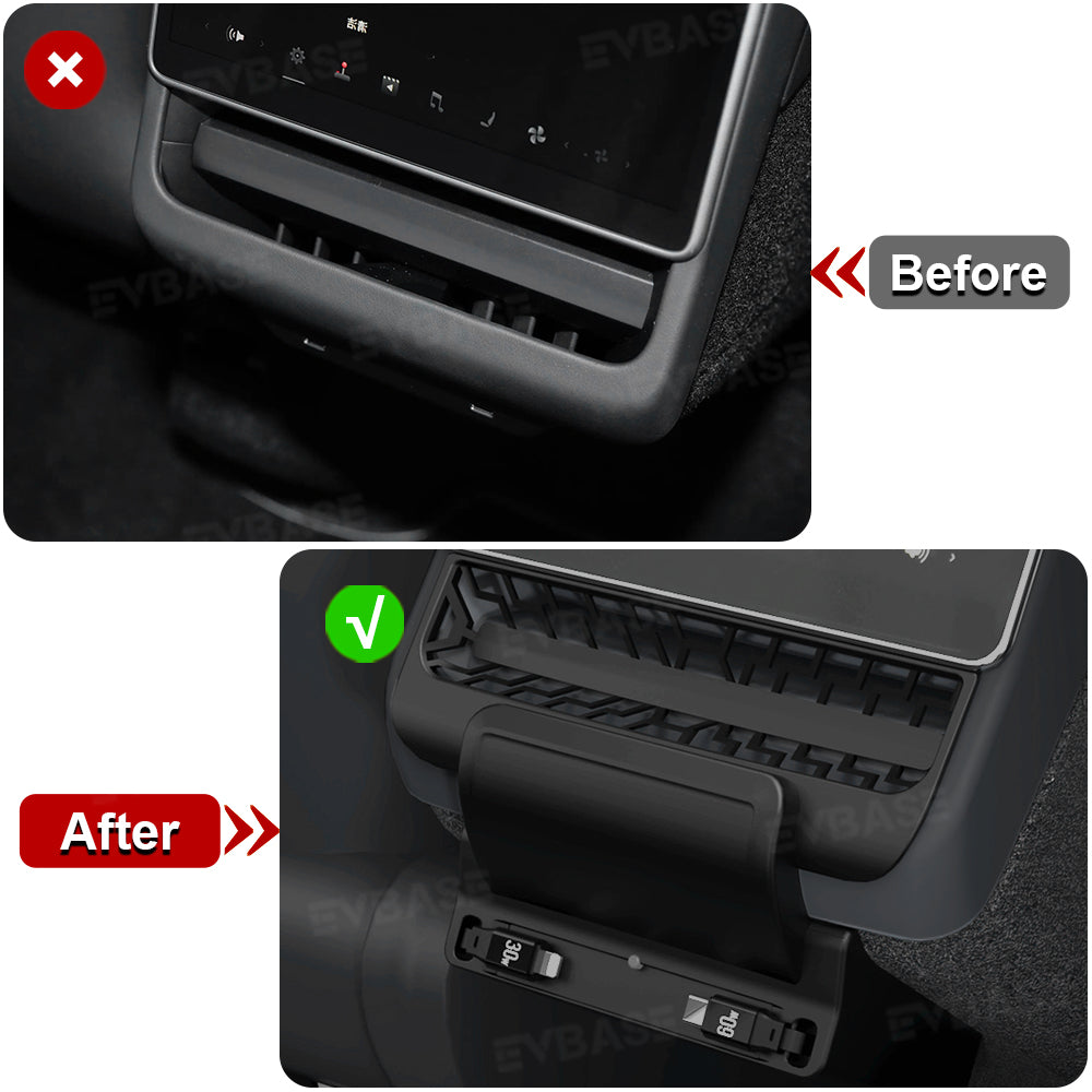 Model Y Juniper/ 3 Highland Rear Vent Expansion Dock with Retractable Fast Charging Cables Air Vent Cover for Tesla